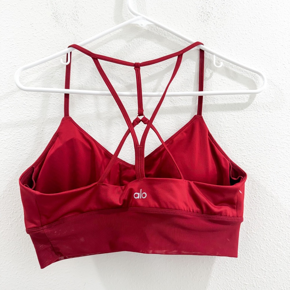 ALO Yoga Lavish Sports Bra Red Athleisure Hiking Running Gym M - Picture 3 of 4